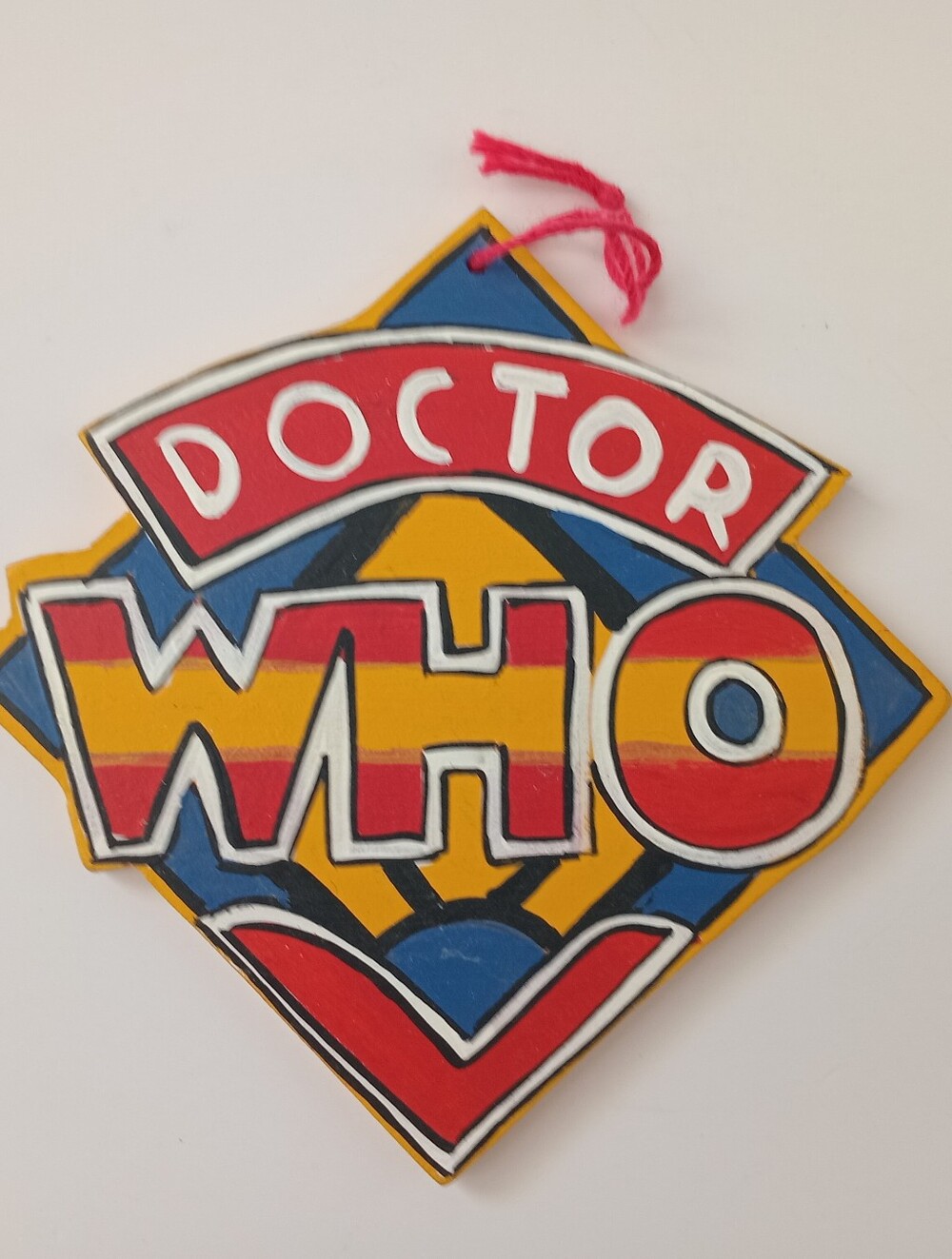 Handmade Doctor Who Logo Hanging Ornament Fan Art Geek Decor